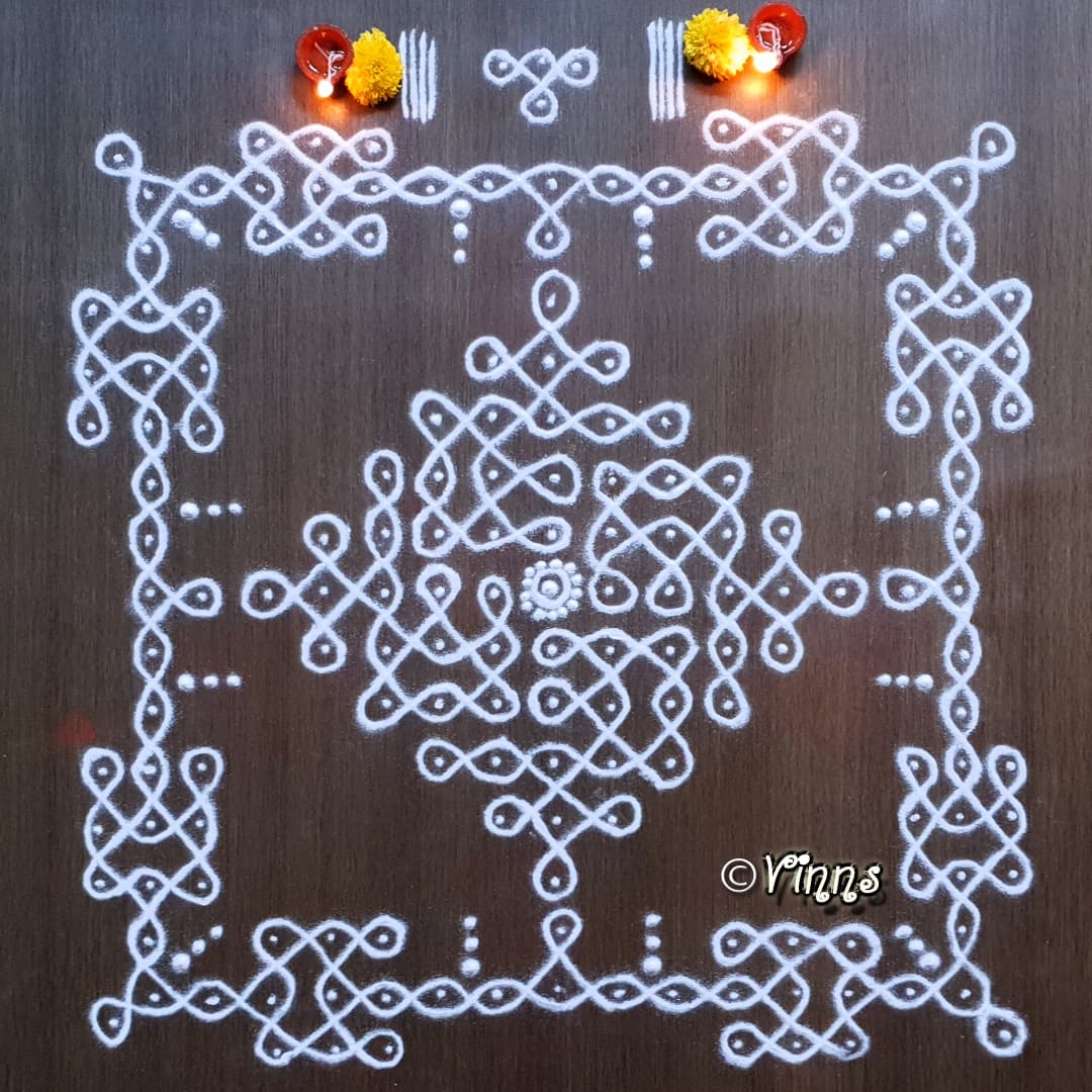11 Dots Sikku kolam || Bikku Kolam -5 || 30 Days 30 Sikku kolam