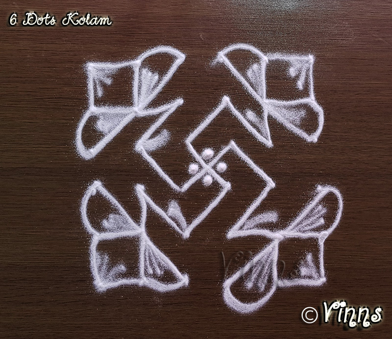 swathika kolam, swasthik, small kolams, daily kolams