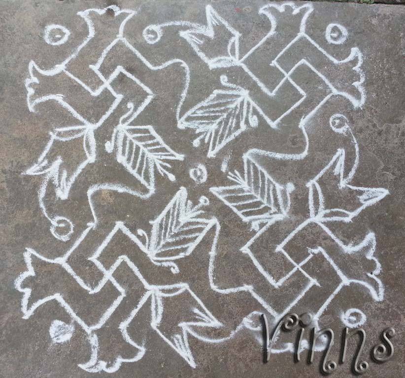 10x10 dot Swastik kolam