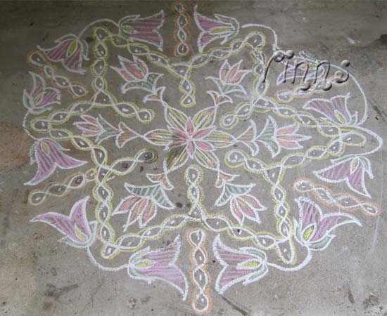 Sikku kolam with flowers