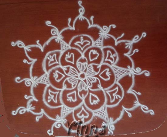 Hearts kolam for valentine s day