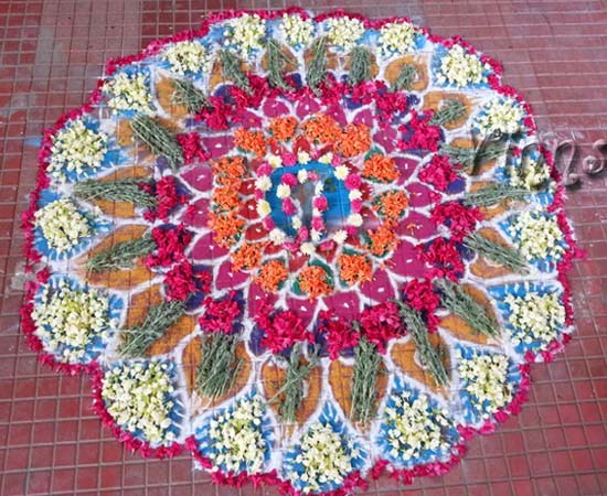 Flower Rangoli Chukkala leni muggulu