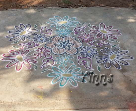 Muggulu sangu kolam flower