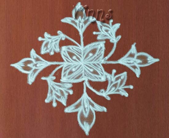 Muggulu, small kolam, simple, rangavalli