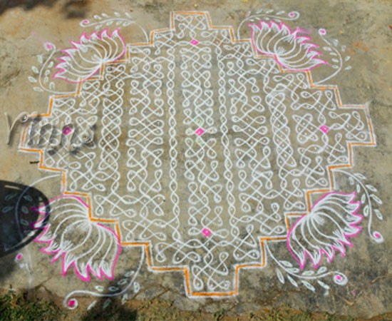muggulu, rangoli, rangavalli, Big chikku pulli kolam