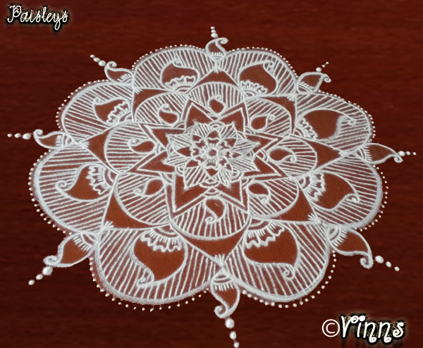 pailsey_freehand_kolam Mango design, fabric design, big kolam