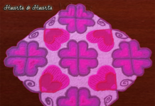 Hearts Kolam, Purple Muggulu, 19 dots hearts, muggulu,