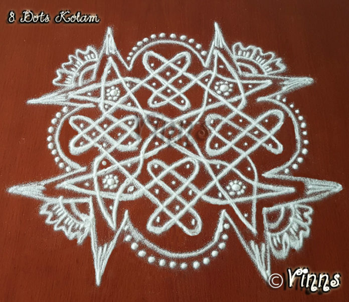 8_dots_sikku_small_kolam copy tippudu muggulu, chukkala muggulu, pulli kolangal, small kolam,