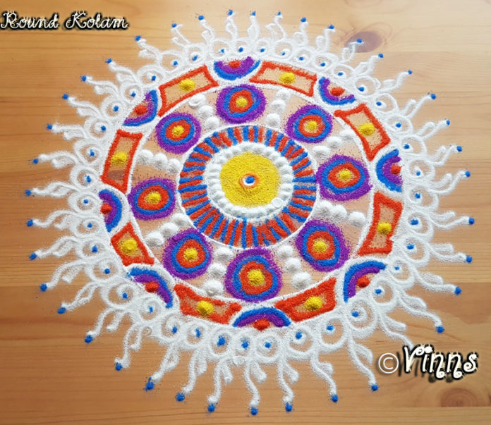 Round_kolam_small_muggulu circular kolam, round kolam, aparment kolam, flat kolam