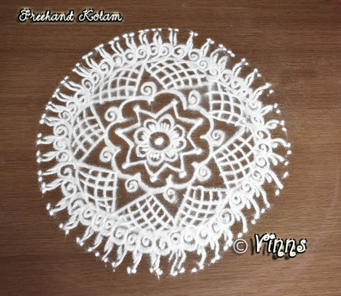 Simple and Easy Small Freehand Kolam || Chukkkaleni Muggulu || Rangoli In White || Apartment Kolam