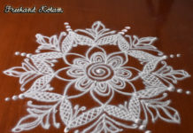 Small Freehand Kolam || Chukkaleni Muggulu || Rangoli in White Small Freehand Kolam || Chukkaleni Muggulu || Rangoli in White