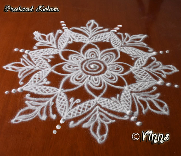 Small Freehand Kolam || Chukkaleni Muggulu || Rangoli in White