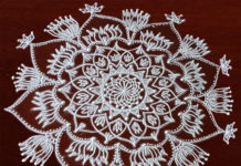 Freehand Lotus Kolam || Chukkaleni Muggulu || Dotless Big Rangoli in White Freehand Lotus Kolam || Chukkaleni Muggulu || Dotless Big Rangoli in White