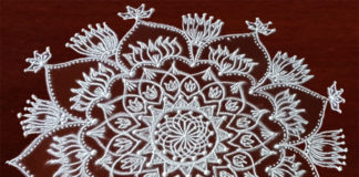 Freehand Lotus Kolam || Chukkaleni Muggulu || Dotless Big Rangoli in White