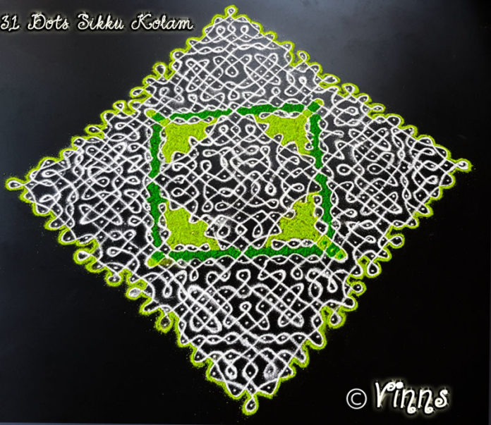 31_dots_big_margazhi_sikku_kolam sikku kolam, pulli kolam, chikku kolam, muggulu