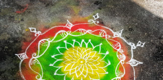 simple kolam, new design, daily kolam, colour kolam