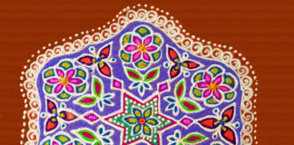 Big flower kolam, colour kolam