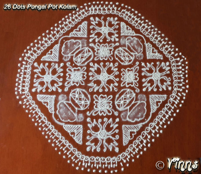 26_dots_pongal_kolam muggulu, periya kolam, new kolam, 26 dots