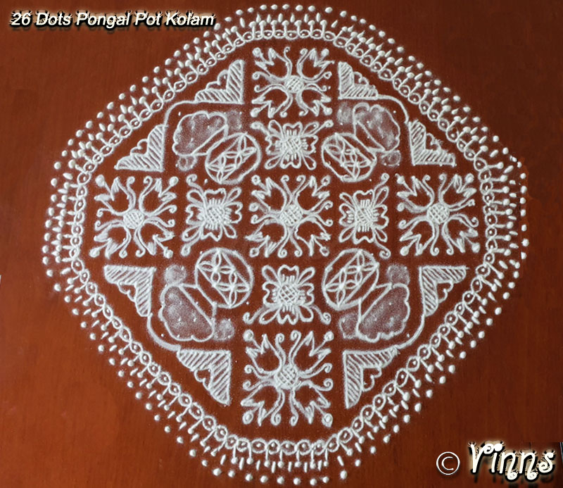 muggulu, periya kolam, new kolam, 26 dots