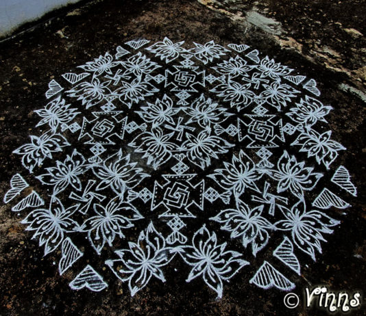 33 Dots Lotus Kolam for Margazhi margazhi kolam, big kolam, new kolam