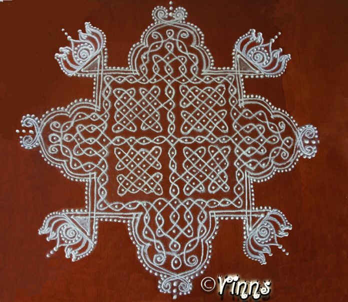 19_Dots_sikku_kolam kambi kolam, neli kolam, pulli kolangal, chinna kolangal, new design