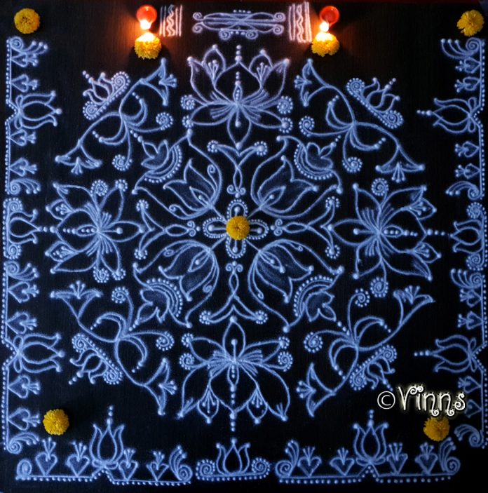 17_dots_flower_margzhi_kolam_design muggulu, margazhi kolam, big kolam, sikku kolam, chikku kolam, neli kolam, design kolam