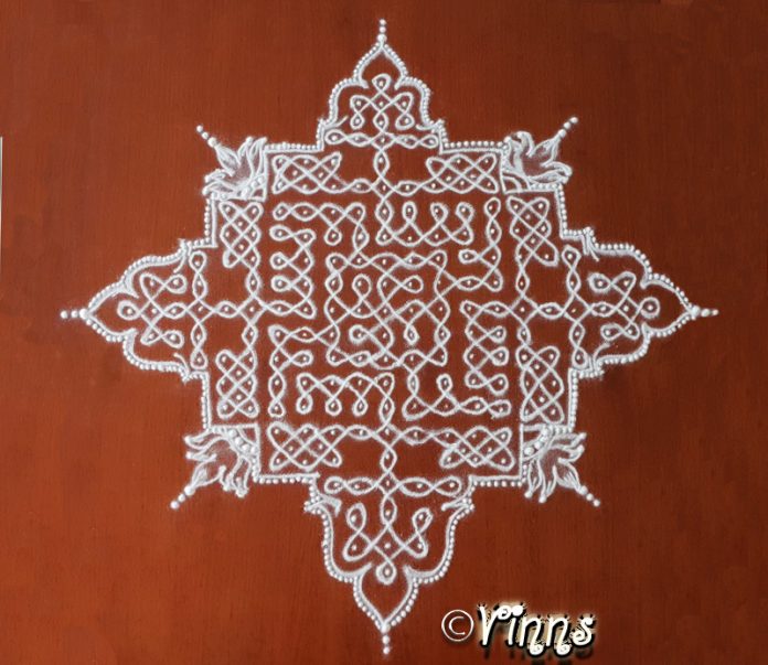 21_dots_sikku_kolam 19 dots sikku kolam, big kolam, kambi kolam, rangoli, pulli kolam, daily kolams, new design kolam