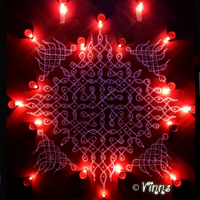 karthigai, vilakku kolam, lamps, diya, karthigai month, kaarthigai, maha deepam, thiruvannamalai, margazhi kolam