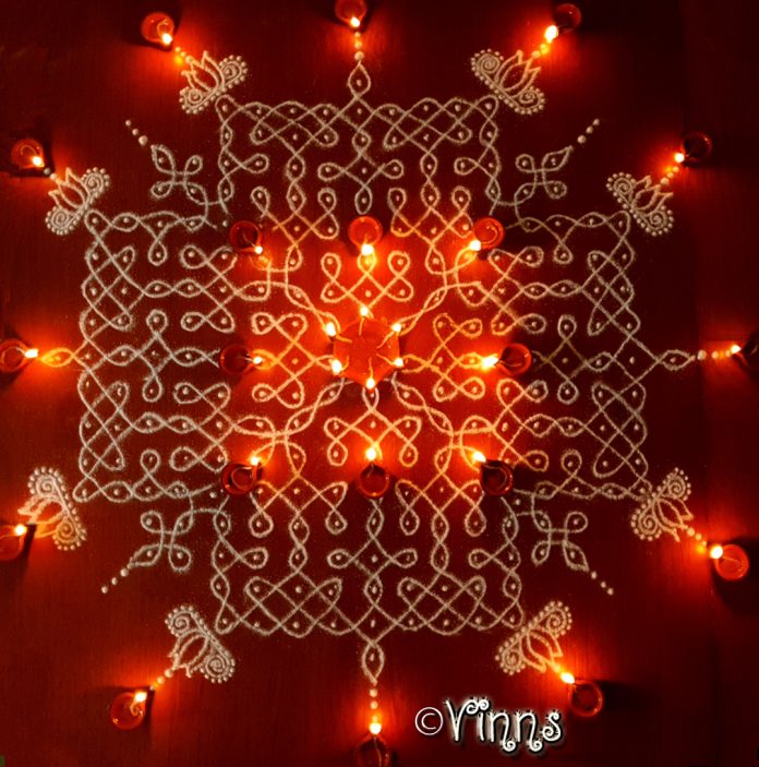 karthigai, vilakku kolam, lamps, diya, karthigai month, kaarthigai, maha deepam, thiruvannamalai, margazhi kolam