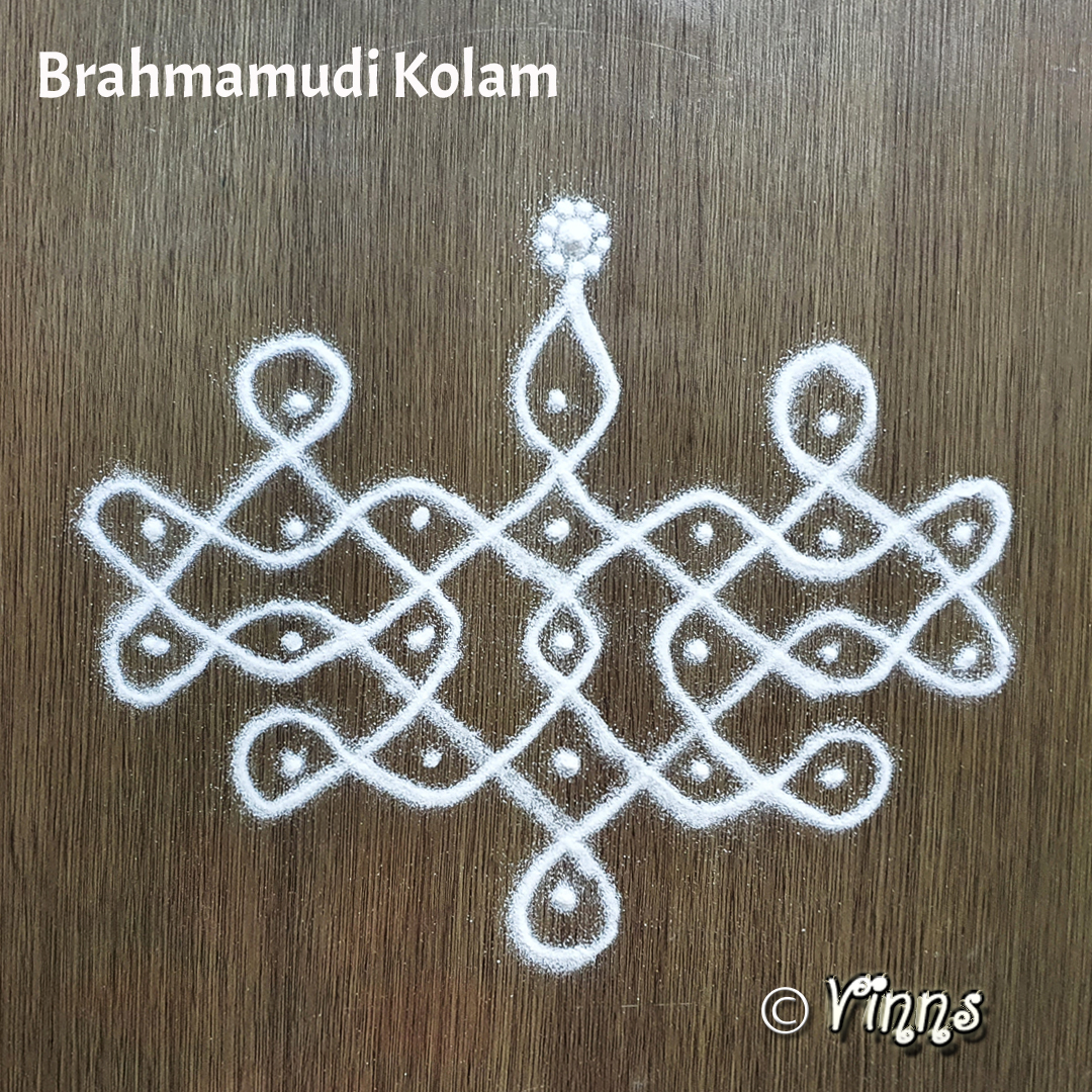 brahmamudichi kolam, brahma mudi kolam, small kolam, simple rangoli, easy rangoli, simple kolam, sikku kolam, new kolam
