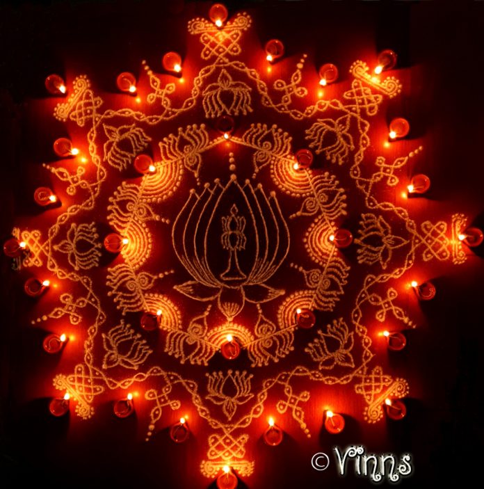 karthigai, vilakku kolam, lamps, diya, karthigai month, kaarthigai, maha deepam, thiruvannamalai, margazhi kolam