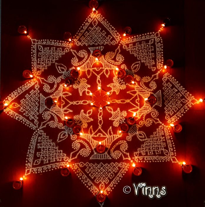 karthigai, vilakku kolam, lamps, diya, karthigai month, kaarthigai, maha deepam, thiruvannamalai, margazhi kolam