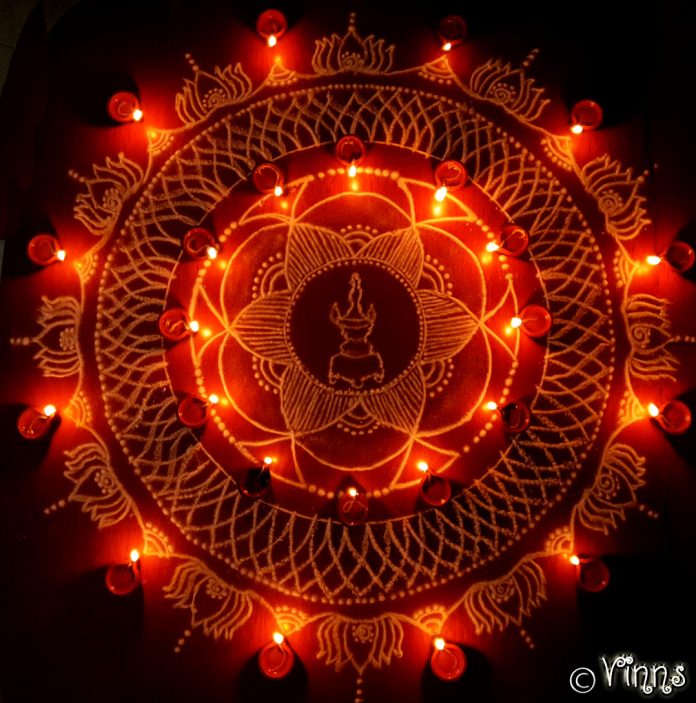 karthigai, vilakku kolam, lamps, diya, karthigai month, kaarthigai, maha deepam, thiruvannamalai, margazhi kolam