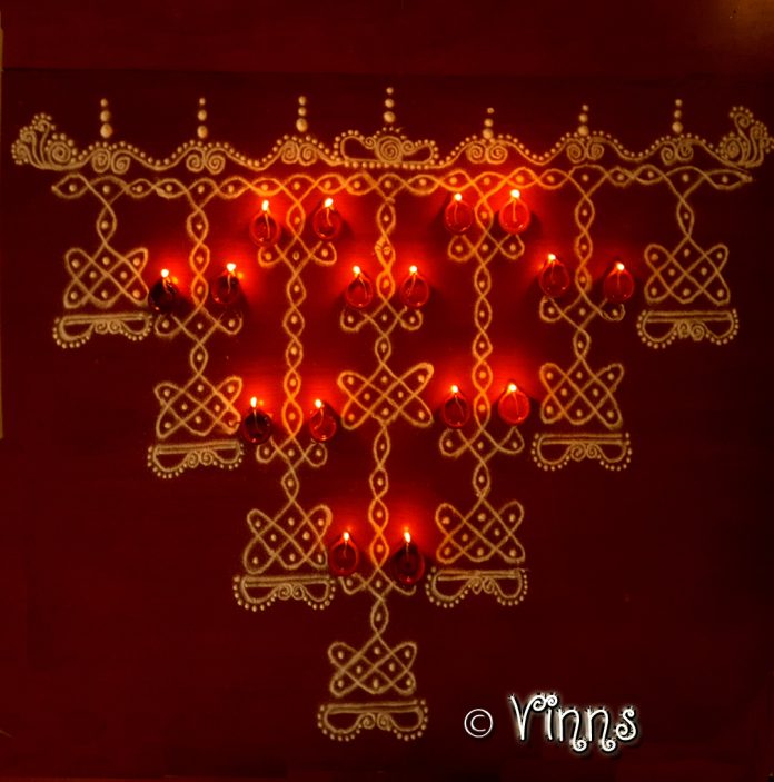 sara_vilakku_karthigai_deepam karthigai, vilakku kolam, lamps, diya, karthigai month, kaarthigai, maha deepam, thiruvannamalai, margazhi kolam