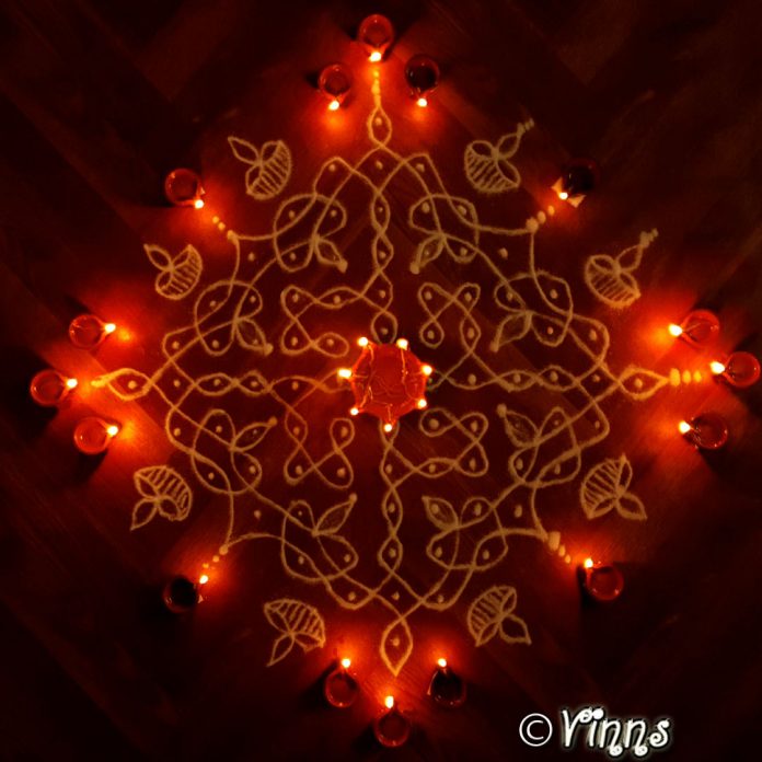 karthigai, vilakku kolam, lamps, diya, karthigai month, kaarthigai, maha deepam, thiruvannamalai, margazhi kolam