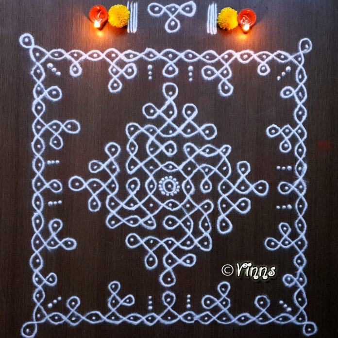 11 Dots, sikku kolam, big kolam, margazhi kola, karthigai kolam, chikku kolam, neli kolam, simple kolam, ,