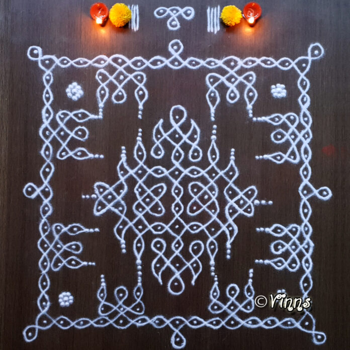 11 Dots, sikku kolam, big kolam, margazhi kola, karthigai kolam, chikku kolam, neli kolam, simple kolam, ,