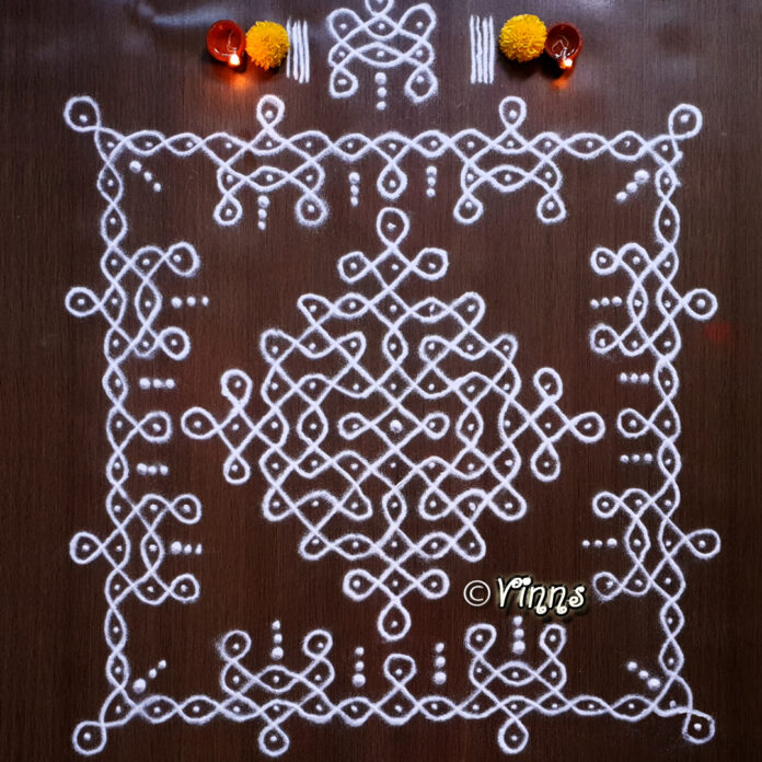 11 Dots, sikku kolam, big kolam, margazhi kola, karthigai kolam, chikku kolam, neli kolam, simple kolam, ,