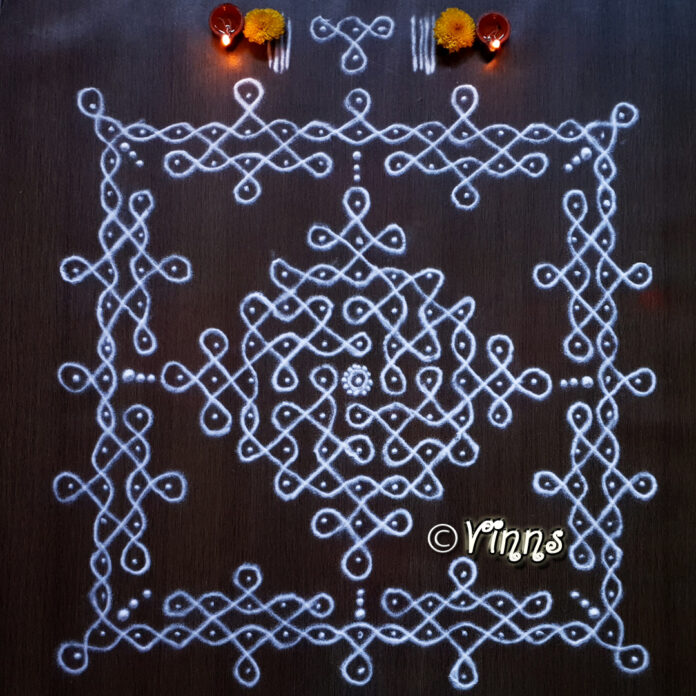 11 Dots, sikku kolam, big kolam, margazhi kola, karthigai kolam, chikku kolam, neli kolam, simple kolam, ,