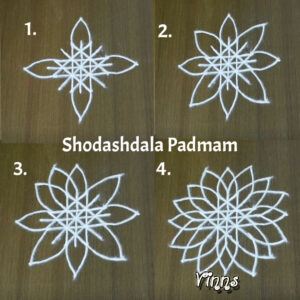 shodashdala Padmam, lotus kolam, lakshmi pooja muggulu, varalakshmi kolam, friday pooja room kolam,
