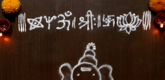 Pillaiyar Chathurthi :: Ganesha chathurthi Rangoli :: Vinayaga Muggulu :: Special kolam for pooja room ganapathy, vinayagar, pillaiyar, chathurthi, rangoli , kolam,