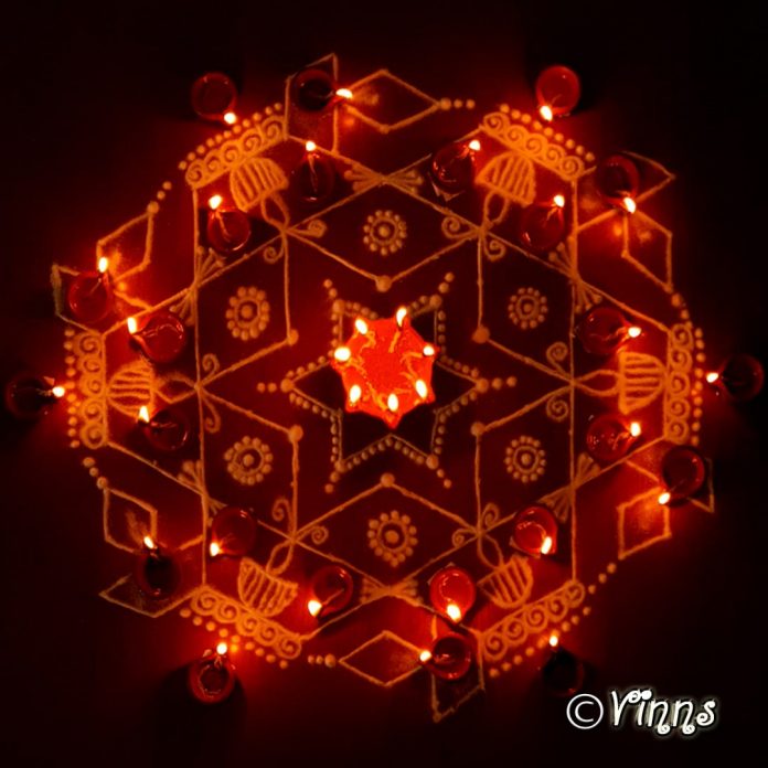 13-7_dots_karthigai_kolam_star_margazhi_muggulu_vilakku_diya_rangoli-min Karthigai kolam, agal vilakku, vilakku kolam, diya rangoli, margazhi kolam,13 dots, sikku kolam,