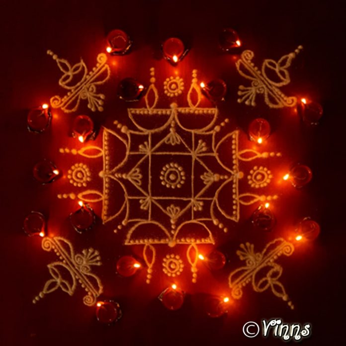 Karthigai kolam, agal vilakku, vilakku kolam, diya rangoli, margazhi kolam,13 dots, sikku kolam,