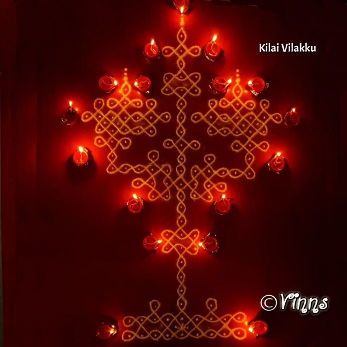Karthigai kolam, agal vilakku, vilakku kolam, diya rangoli, margazhi kolam,13 dots, sikku kolam,