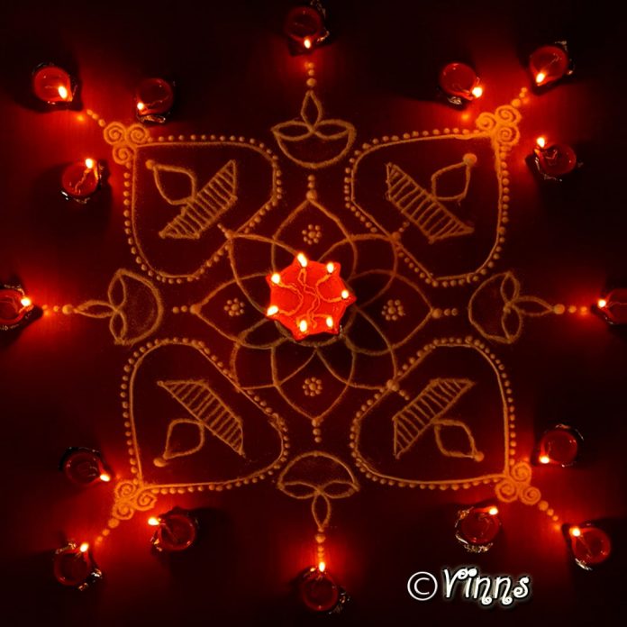 Karthigai kolam, agal vilakku, vilakku kolam, diya rangoli, margazhi kolam,13 dots, sikku kolam,