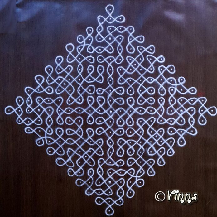 21 dots Sikku Kolam Sikku kolam, Brahmamudi kolam, anthaathi kolam , big kol am, margazhi kolam