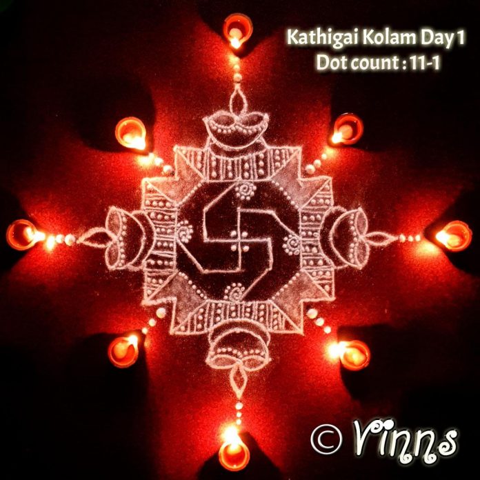 Karthigai kolam, deepa kolam, thirukarthigai, mahadeepam, deepam, kolam, vilakku kolam