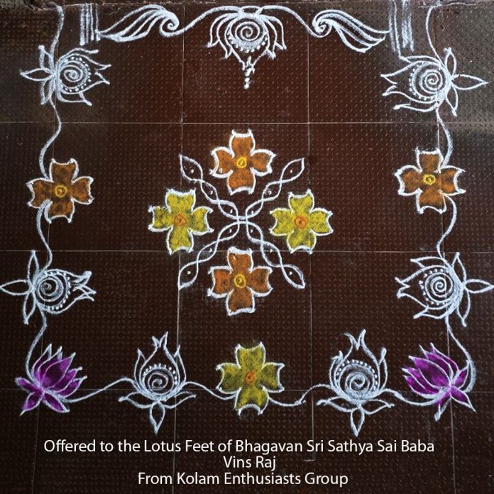 10 _dots_flower_kolam_saibaba_rangoli_muggu flower kolam, simple kolam, margazhi kolam